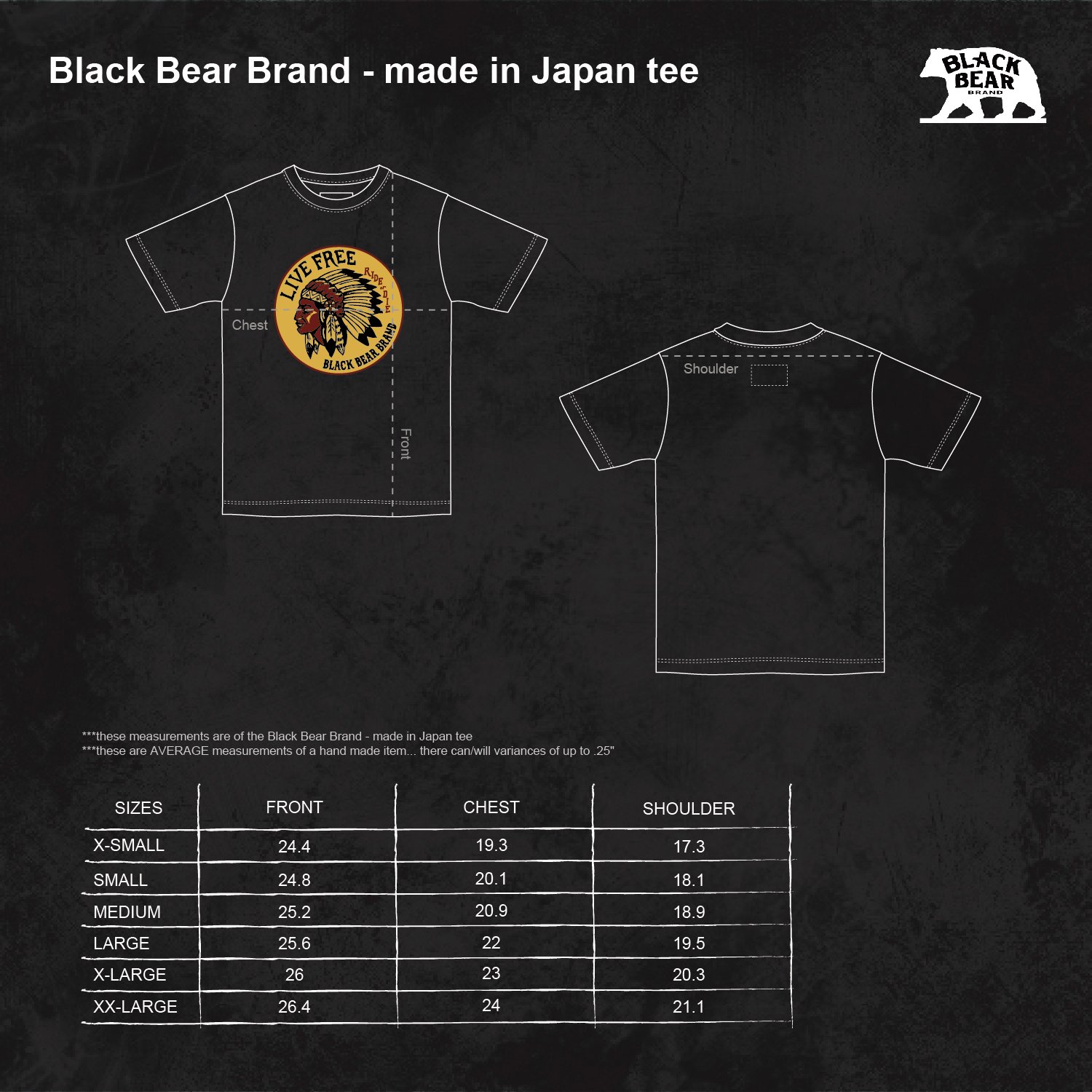 Live Free - ride or die MADE IN JAPAN tee — Black Bear Brand